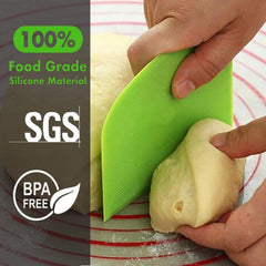 Dough Scraper Bench Scraper Set of 3, Flexible Plastic Bowl Scrapers with Sharp Edge for Baking, Cake Decorating and Dough Cutting, Green and White