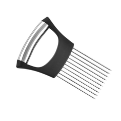 Stainless Steel Onion Slice Holder and Vegetable Slicer Tool, Multi-Purpose Tomato Cutter and Food Chopping Assistant