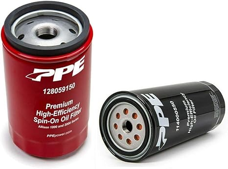 PPE Double Deep Spin On Transmission Filter 128059150 & 5 Micron Premium High-Efficiency Oil Filter 114000550 Compatible with 2001-2019 Chevy/GMC 6.6 LB7 LLY LBZ LMM LML L5P Duramax Diesel