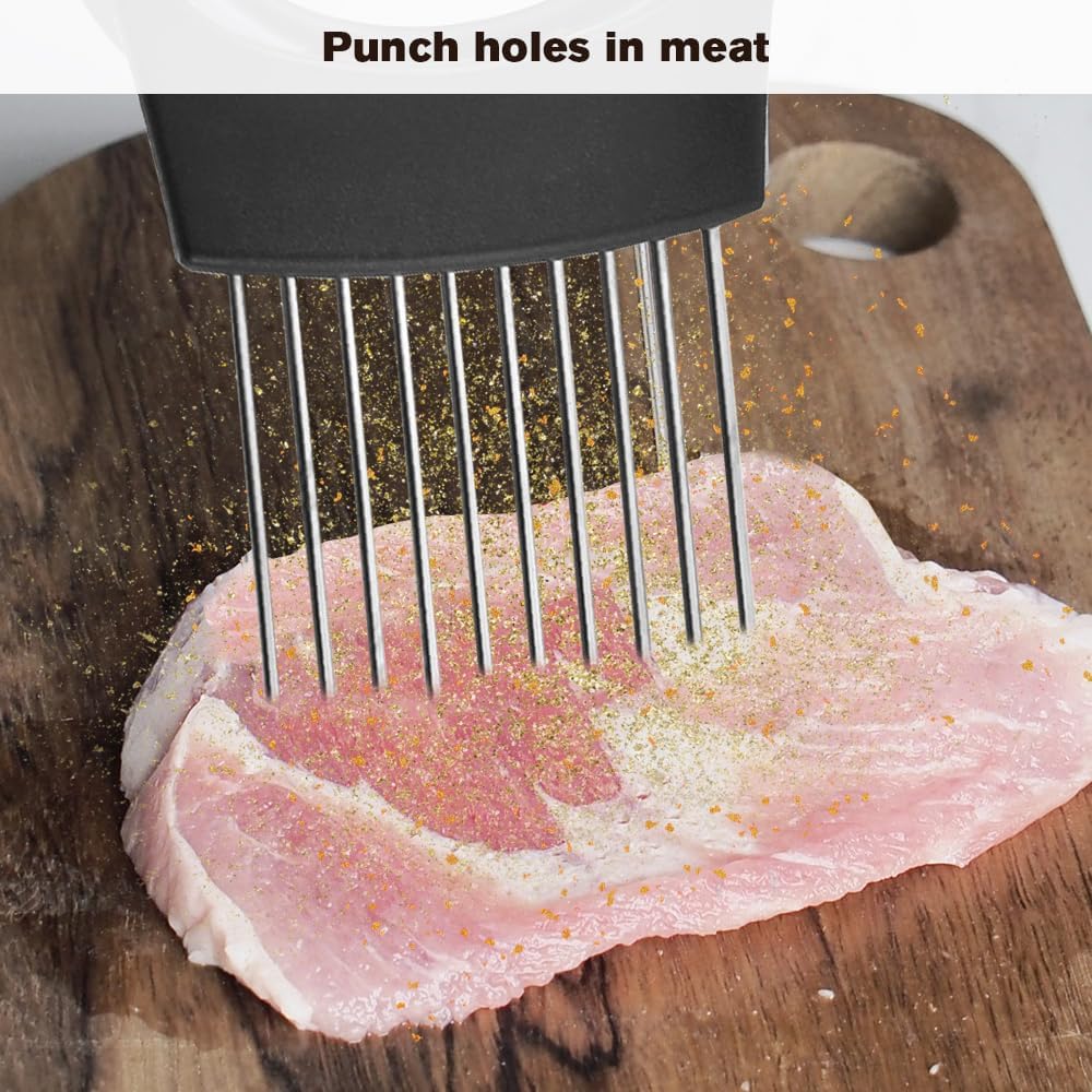 Stainless Steel Onion Slice Holder and Vegetable Slicer Tool, Multi-Purpose Tomato Cutter and Food Chopping Assistant