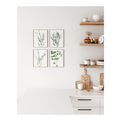 Botanical Plant Wall Art Prints Set of 4, Boho Floral Leaf Eucalyptus Decor, 8x10 Unframed