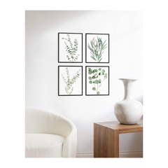 Botanical Plant Wall Art Prints Set of 4, Boho Floral Leaf Eucalyptus Decor, 8x10 Unframed