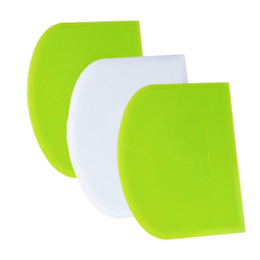 Dough Scraper Bench Scraper Set of 3, Flexible Plastic Bowl Scrapers with Sharp Edge for Baking, Cake Decorating and Dough Cutting, Green and White