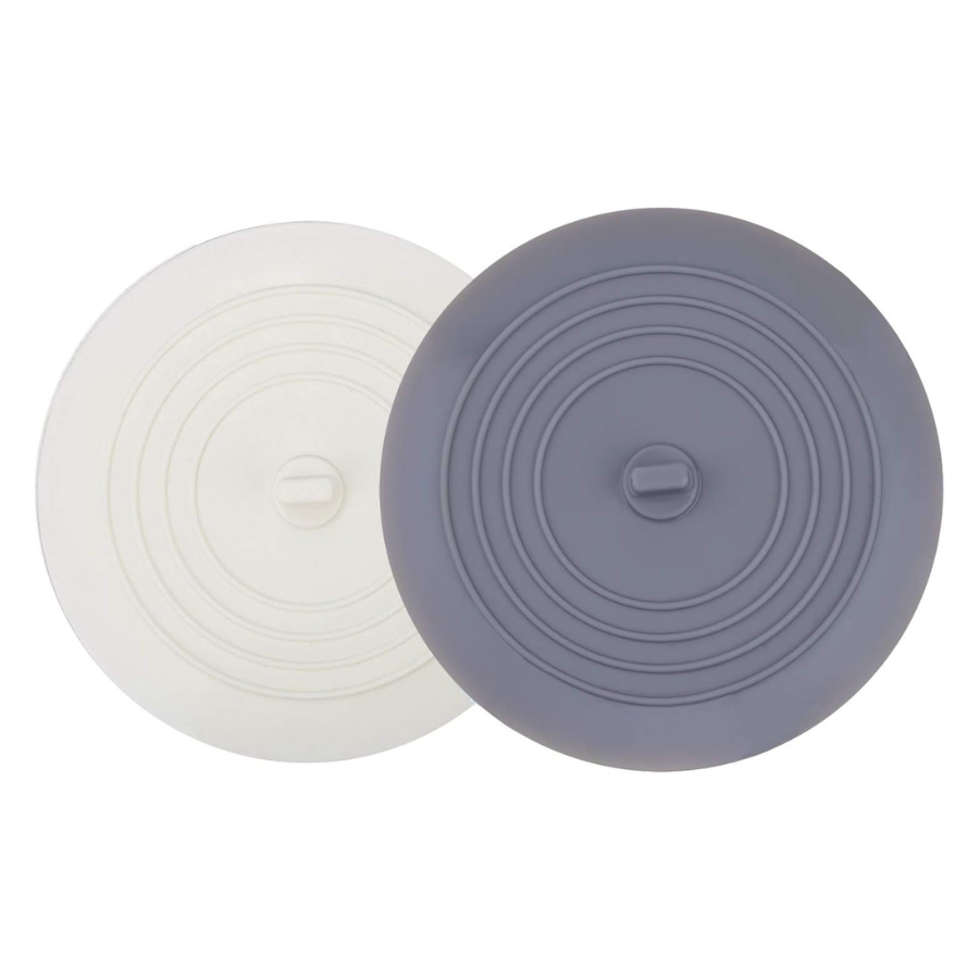 Large Silicone Tub Stopper 2 Pack, 6 Inch Flat Suction Drain Plug and Hair Catcher for Kitchen, Bathroom and Laundry